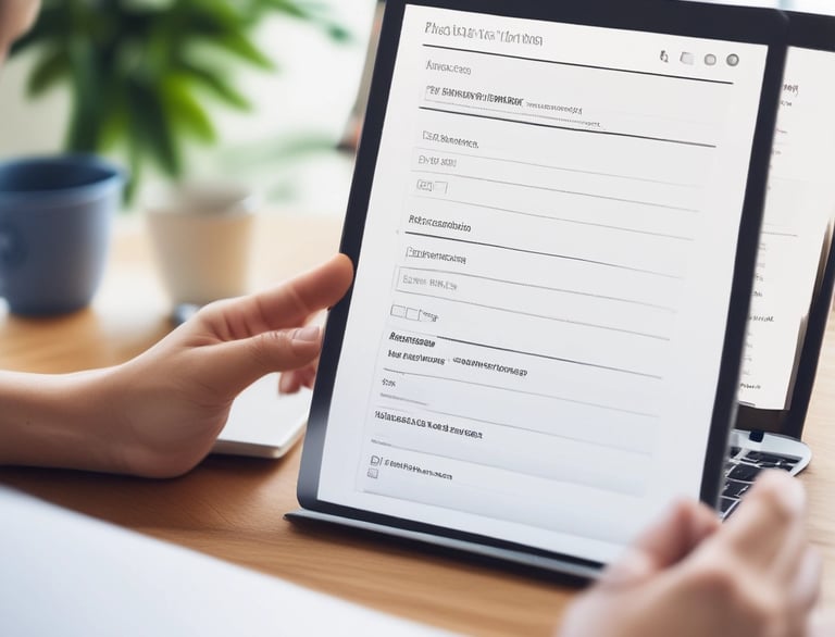 A professional office desk with a laptop, a notebook, and a cup of coffee, symbolizing readiness to assist clients.