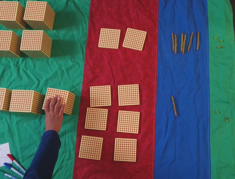 Travailler les additions avec la banque Montessori