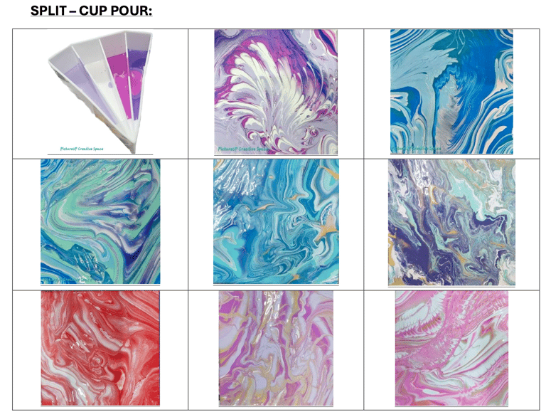 split cup acrylic pouring colour combinations