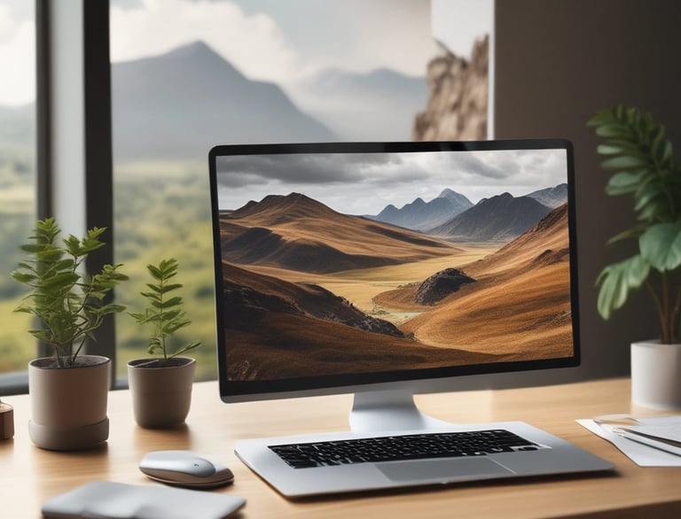 A welcoming workspace with a laptop, notebook, and a cup of coffee inviting connection.