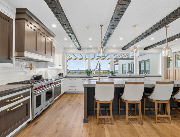 custom kitchen renovation with large island and ocean view in Delray Beach