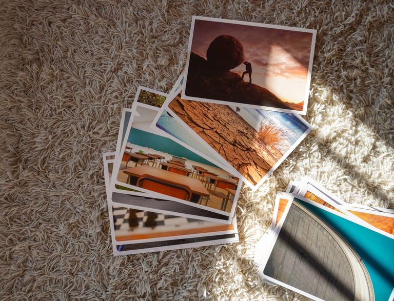 a bunch of photographs of a person holding a camera