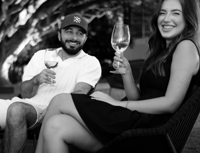 Happy couple in Love. Ponta do Sol couple photo session, Madeira.  Black and white style.