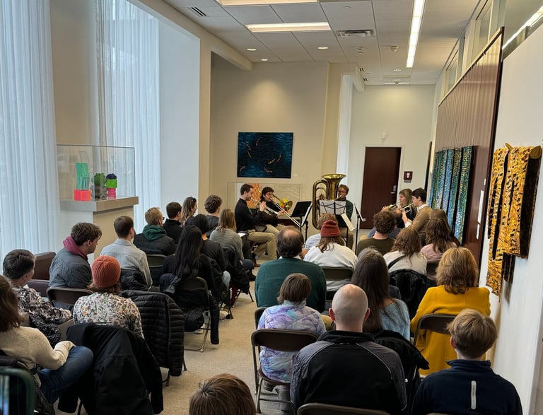Bur Oak Brass performing at Mill City Clinic