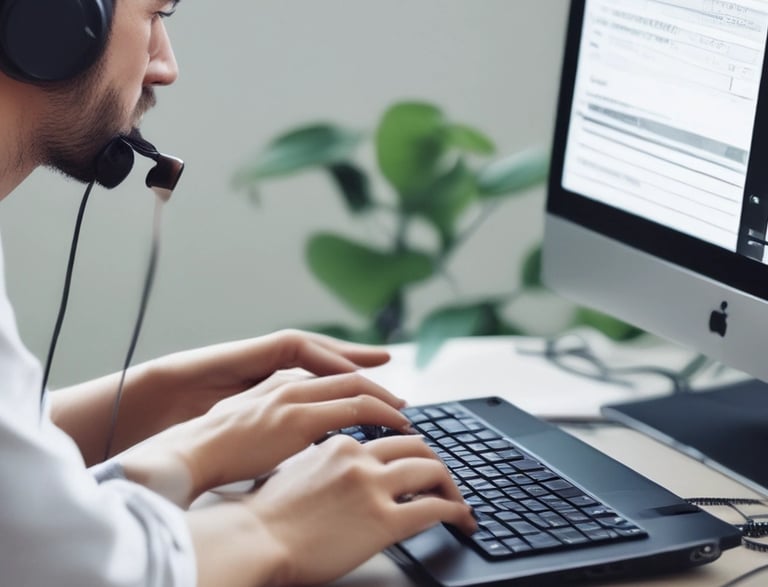 A friendly customer service representative answering a phone call.