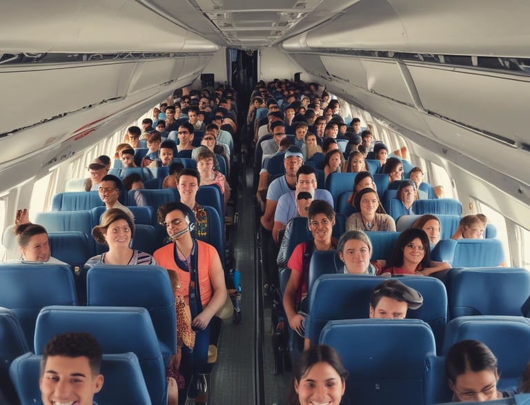 Smiling person holding a phone with a Colombian cityscape in the background