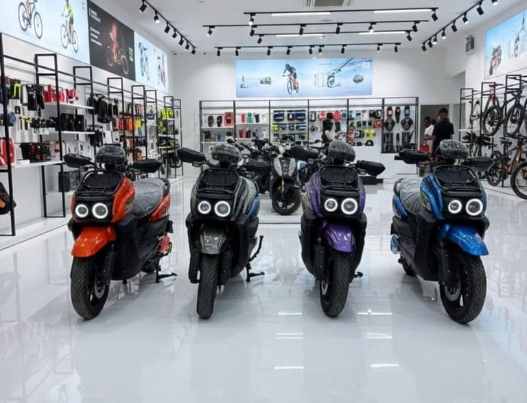 four bikes in front of the store