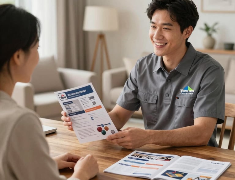 A friendly professional answering a phone call in a bright, clean office