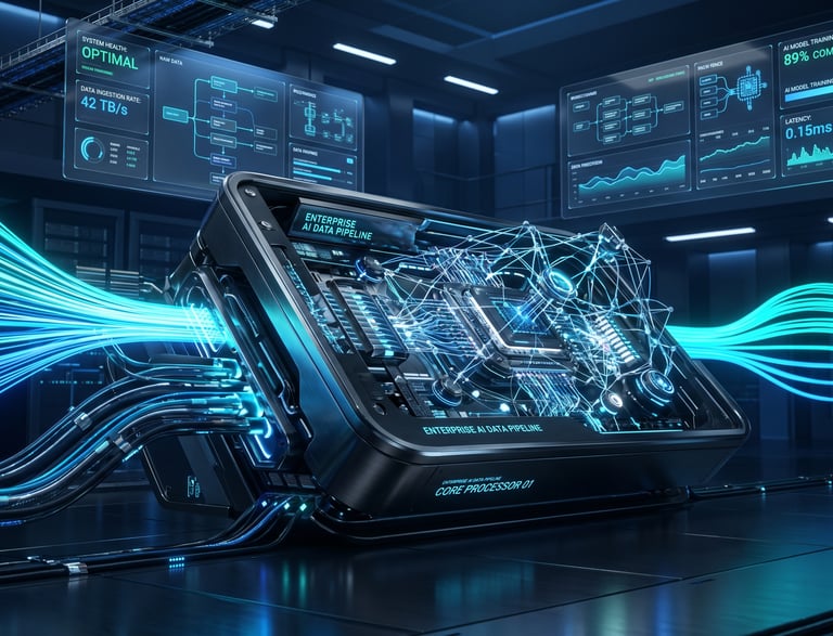Enterprise AI data pipeline and multi-model workflow architecture.