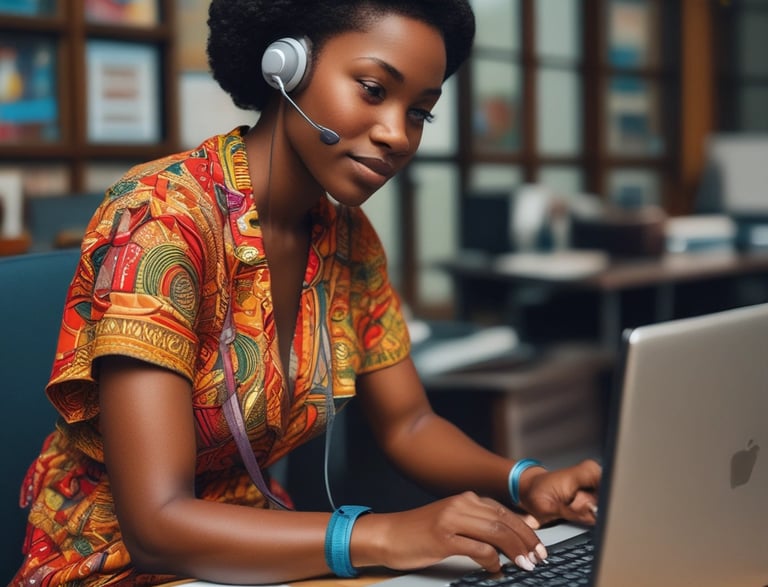 A friendly professional team member answering a phone call in an industrial office setting.