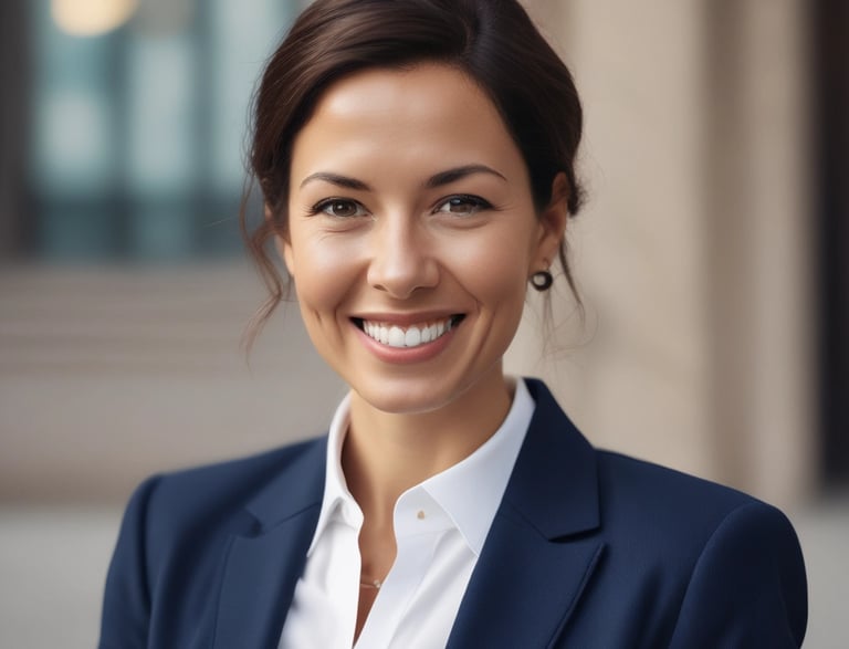 A friendly customer service representative wearing a headset, smiling warmly.