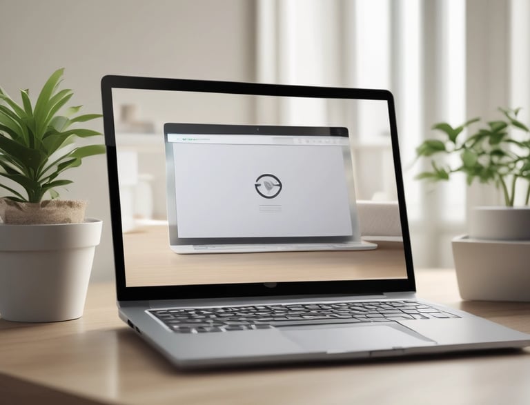 A warm, inviting workspace with beige tones and a sleek laptop ready for messages.