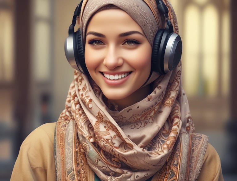 A friendly customer service representative wearing a headset, smiling and ready to assist.