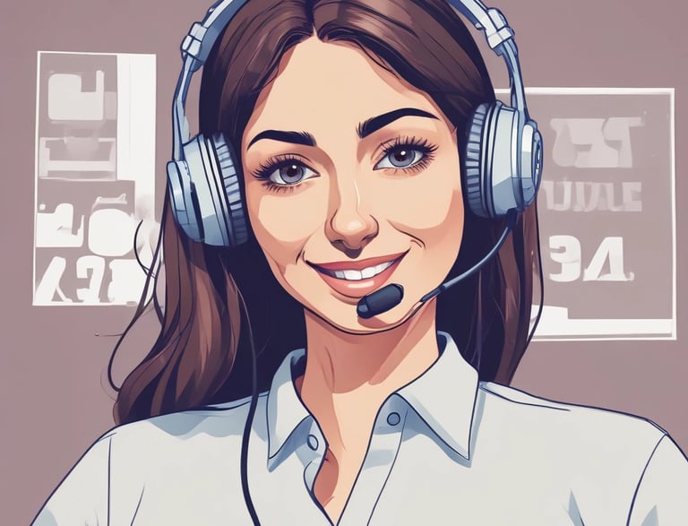 A friendly customer service representative answering a phone call.
