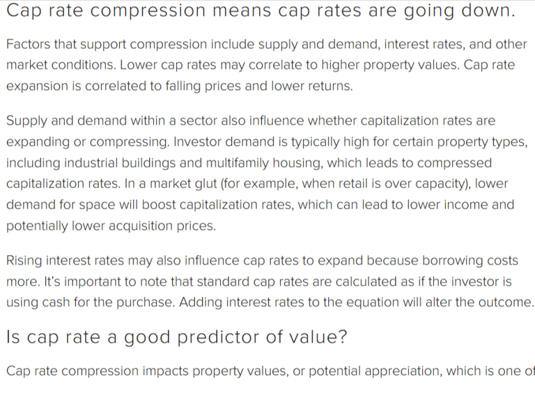 Cap rate compression meaning - written by a generalist