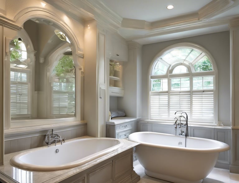 a bathtub in a bathroom