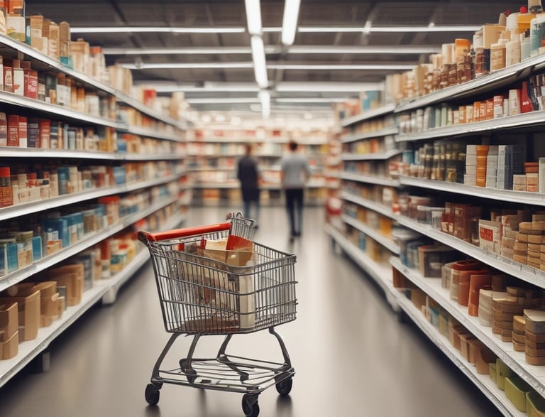 a shopping carton with a shopping cartons in a store