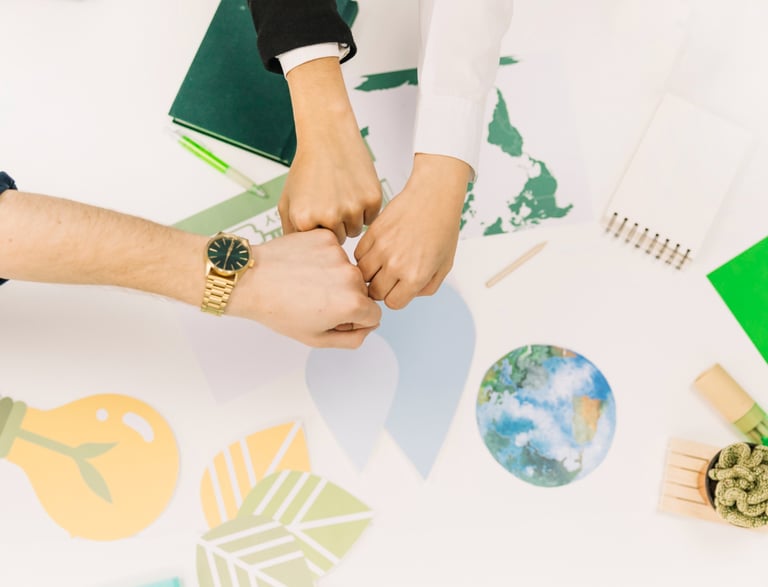 Equipo trabajando en consultoría de sostenibilidad para empresas y gobiernos