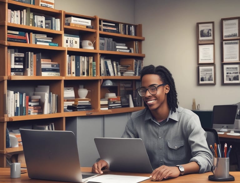 A friendly team member assisting with inquiries at a desk.