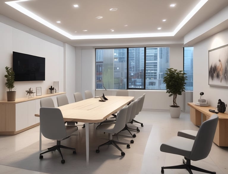 An image depicting a modern office space for biotech research.