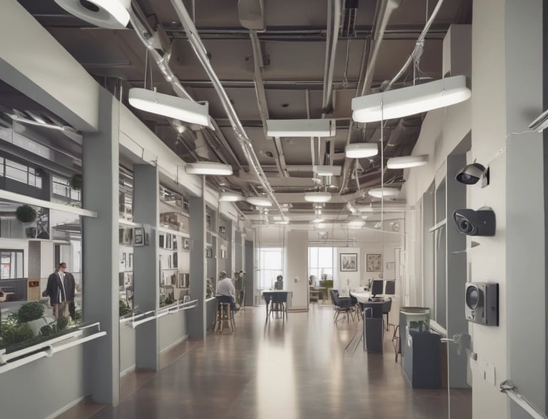 A professional team member assisting a client in a tech environment.