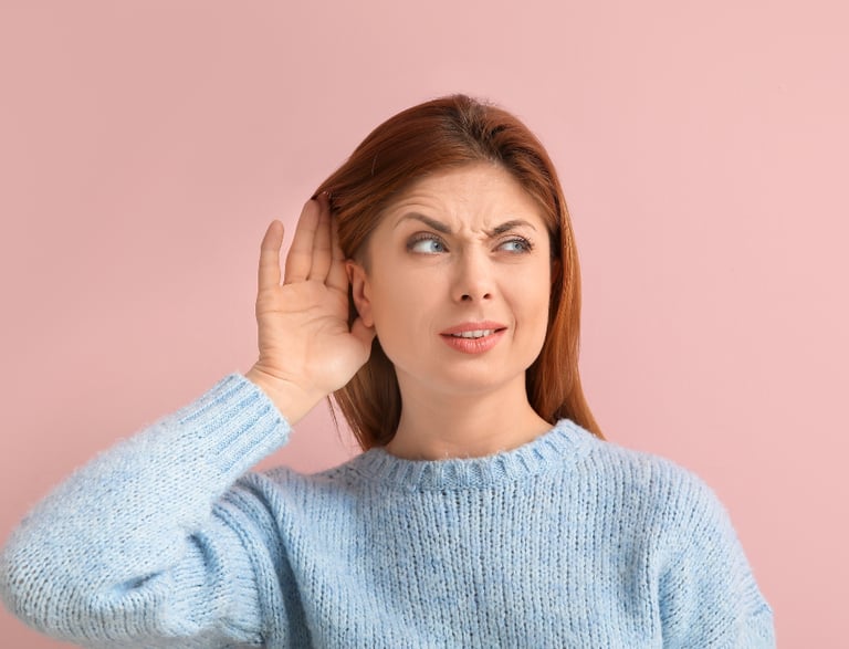 a woman with hearing issues