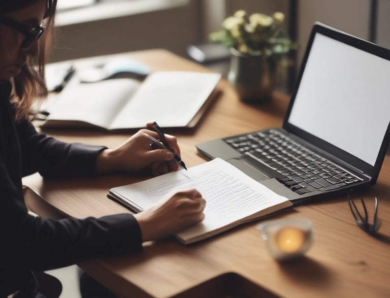 Close-up of a person writing a message on a digital tablet.