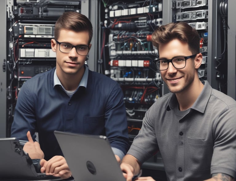 A professional team collaborating in a modern office environment.