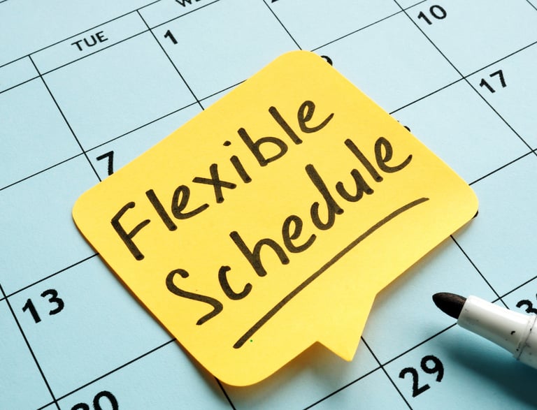 Flexible schedule reminder on calendar with marker – concept for mobile notary, remote services, and