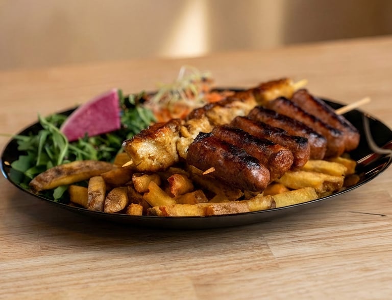 Brochettes (merguez / poulet rôti)