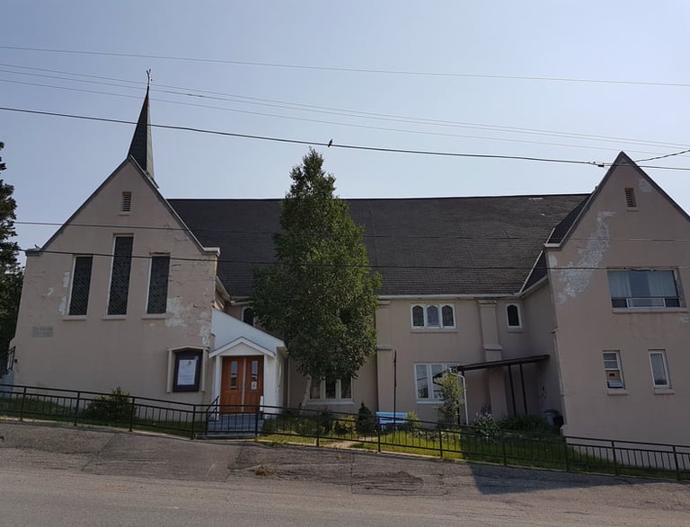 We are on a hill across from the Kirkland Lake Teck Centennial Library