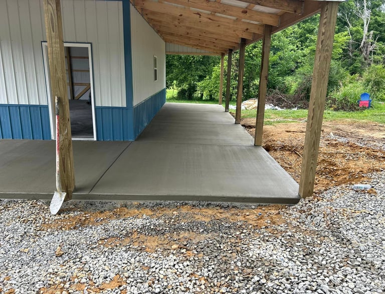 a porch with a covered porch and a covered porch
