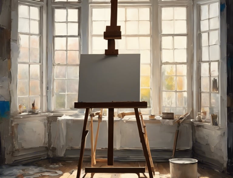 A theatrical stage setup with a red curtain and numerous costumes hanging from a chandelier. The backdrop includes abstract panels with Asian-inspired designs. To the sides are large, ornate wooden mirrors.
