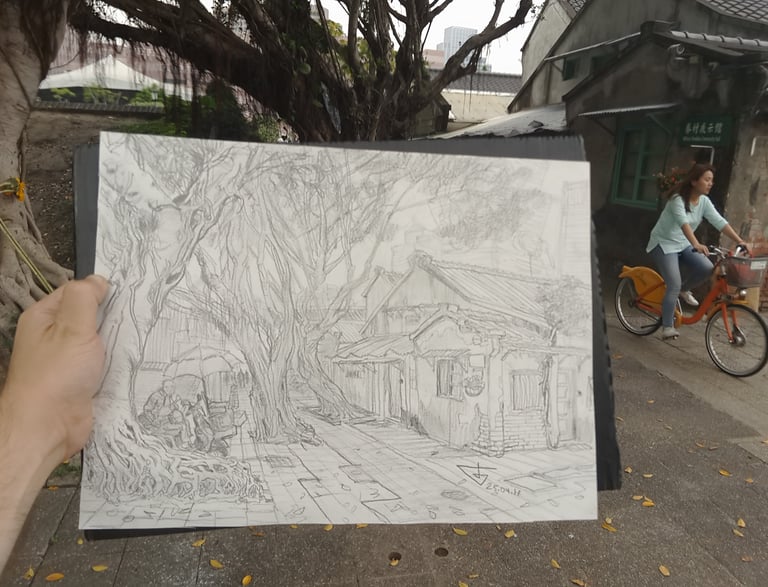 City sketch by artist Evgeny Bondarenko  in Taipei