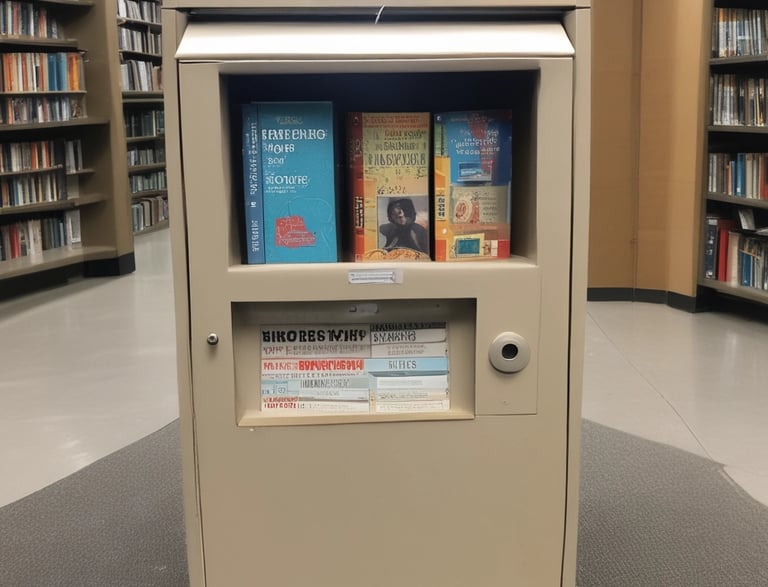 A vintage military-style mailbox with a cross emblem, set against a backdrop of old books and a soft candlelight glow.