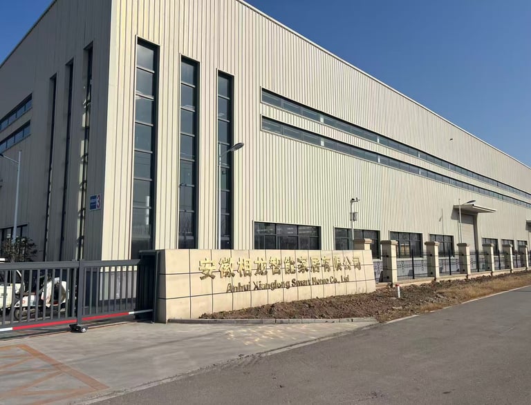 a large building with a fenced in area with a fence