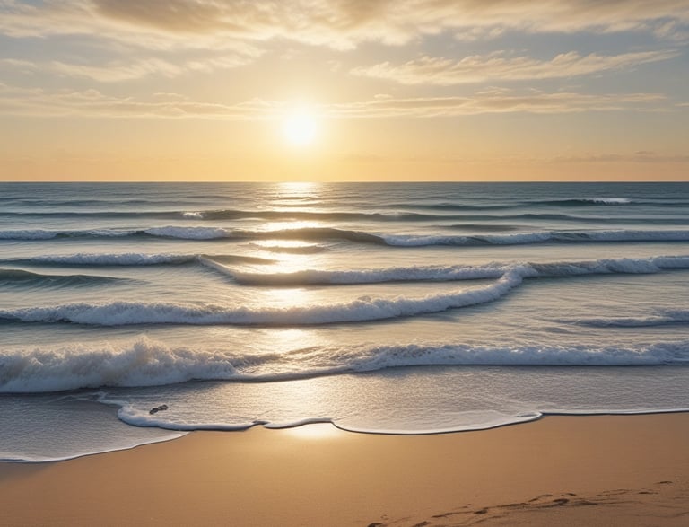 A serene night sky with a bright North Star shining above a calm horizon.