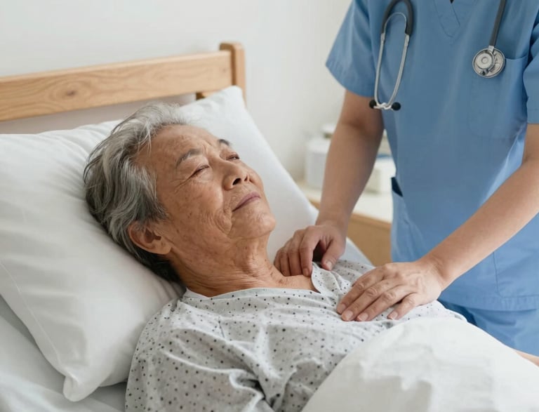 A friendly caregiver speaking on the phone with a warm smile in a cozy home setting.