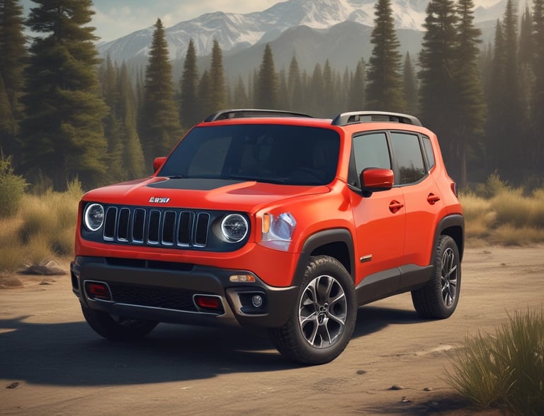 A welcoming Jeep Care Oficina mechanic ready to assist next to a Jeep Renegade.