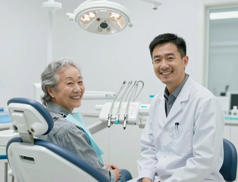A warm dental clinic reception area with smiling staff ready to assist patients.