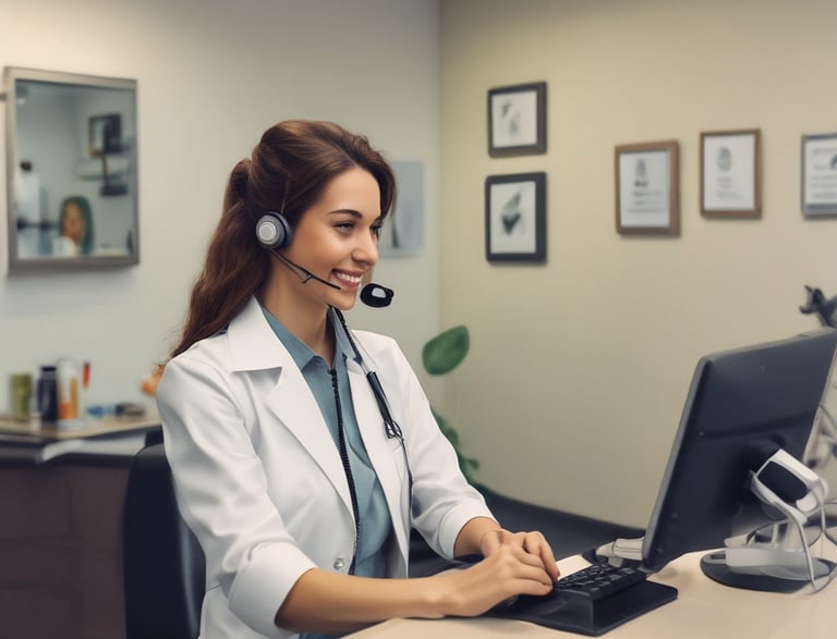 A friendly technician arriving at a client's home with a mobile DNA testing kit.