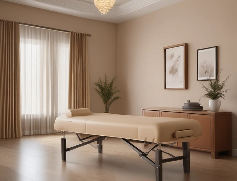A calm therapy room with soft natural light and comfortable seating.