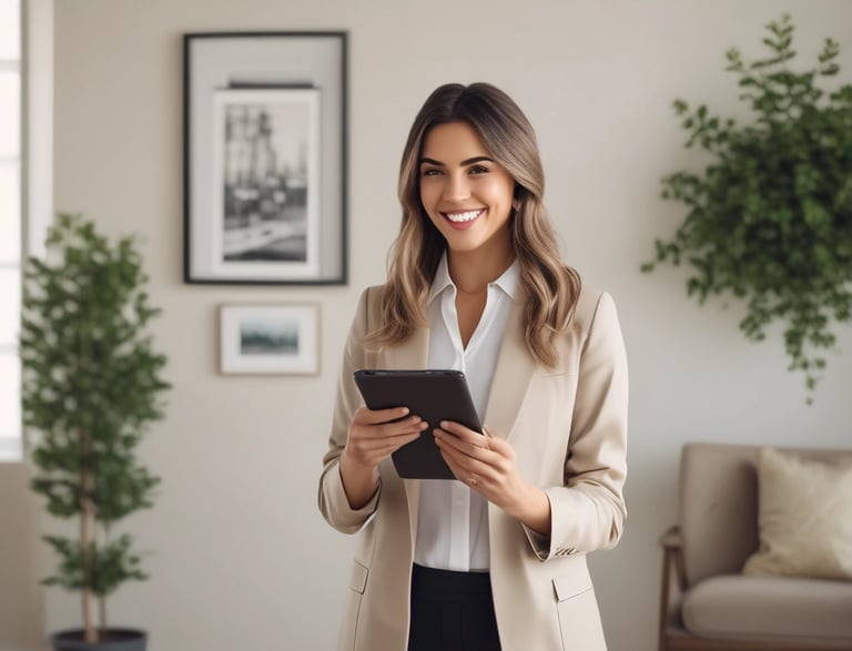 Professional concierge team coordinating short-term rental services in a modern office setting