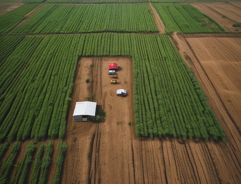 A vibrant, colorful portrait of Muthukkaruppan with roots and scientific symbols subtly blended in the background.