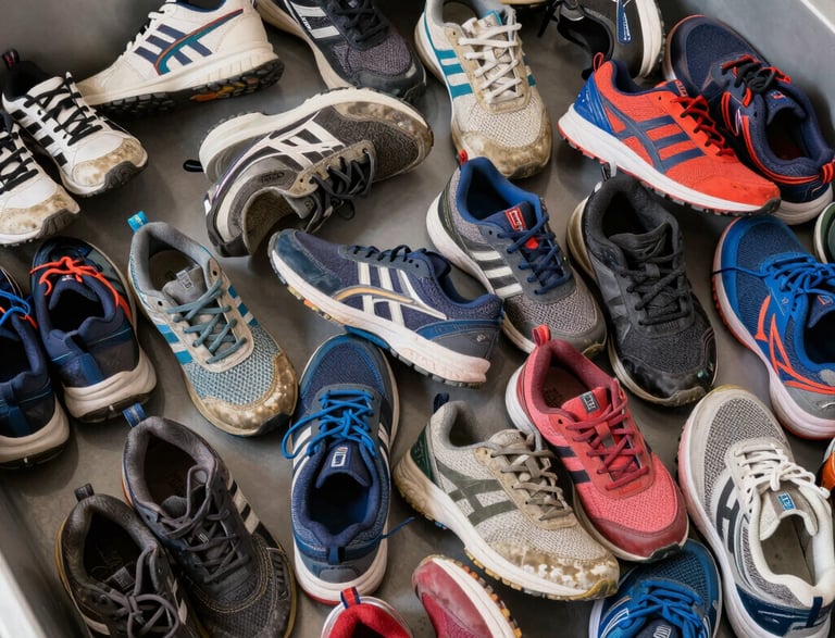 images of new and gently worn athletic shoes for youth