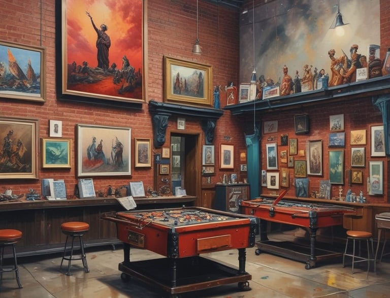 a room with art ready to sell