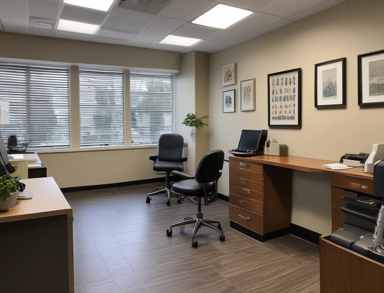 A friendly customer service representative at a desk.