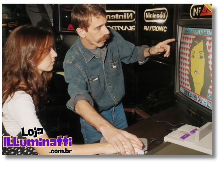 Caricatura no Mario Paint: lembrança da visita.
