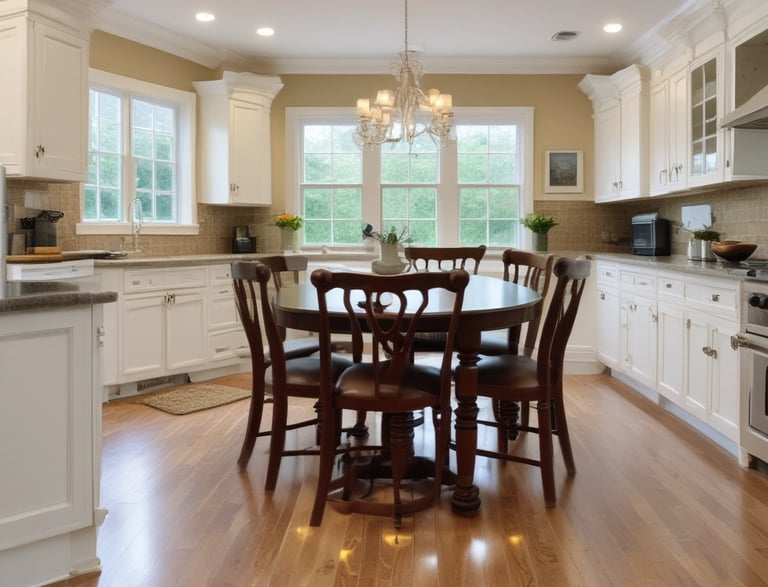 A friendly Richmond house cleaner smiling while holding cleaning supplies in a bright, cozy home.