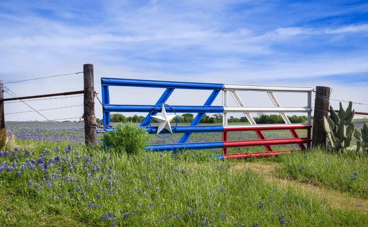 Texas Flag painted fence - grass fed beef
